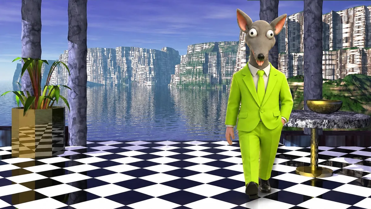 Market Mouse walking the trading floor